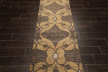 2'6x10 Gray, Beige, Slate Color Hand Knotted Tibetan Wool Transitional Oriental Rug