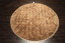 8' Round Camel, Celadon, Color Hand Knotted Tibetan New Zealand Wool Transitional Oriental Rug
