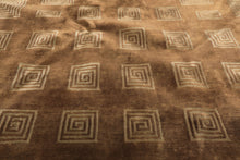 8' Round Camel, Celadon, Color Hand Knotted Tibetan New Zealand Wool Transitional Oriental Rug