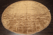 Round Tan, Gold, Color Hand Knotted Tibetan New Zealand Wool Transitional Oriental Rug