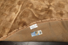 Round Tan, Gold, Color Hand Knotted Tibetan New Zealand Wool Transitional Oriental Rug