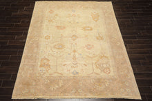 8x10 Ivory, Beige, Taupe Color Hand Knotted Oushak Wool Transitional Oriental Rug