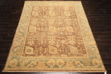 8x10 Brown, Gold, Slate Color Hand Knotted Oushak Wool Transitional Oriental Rug