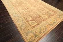 8x10 Brown, Gold, Slate Color Hand Knotted Oushak Wool Transitional Oriental Rug