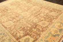 8x10 Brown, Gold, Slate Color Hand Knotted Oushak Wool Transitional Oriental Rug