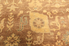 8x10 Brown, Gold, Slate Color Hand Knotted Oushak Wool Transitional Oriental Rug