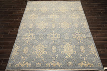 8x10 Gray, Ivory, Color Hand Knotted Peshawar Wool Transitional Oriental Rug