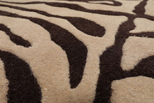 LoomBloom Multi Size  Beige Hand Tufted Modern Zebra Print Wool Oriental Area Rug