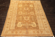 8x10 Antique Gold, Beige, Gray Color Hand Knotted Oushak Wool Transitional Oriental Rug