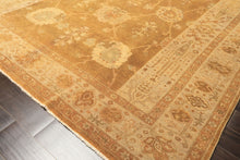8x10 Antique Gold, Beige, Gray Color Hand Knotted Oushak Wool Transitional Oriental Rug