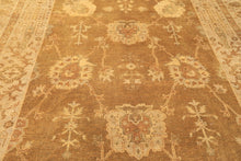 8x10 Antique Gold, Beige, Gray Color Hand Knotted Oushak Wool Transitional Oriental Rug