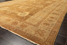 8x10 Antique Gold, Beige, Gray Color Hand Knotted Oushak Wool Transitional Oriental Rug