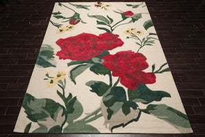 LoomBloom Multi Size Beige Hand Tufted Contemporary Floral Wool and Faux Silk Oriental Area Rug