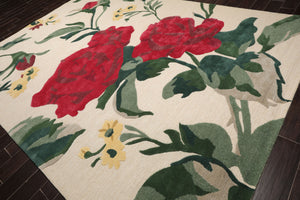 LoomBloom Multi Size Beige Hand Tufted Contemporary Floral Wool and Faux Silk Oriental Area Rug