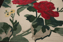 LoomBloom Multi Size Beige Hand Tufted Contemporary Floral Wool and Faux Silk Oriental Area Rug