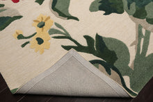 LoomBloom Multi Size Beige Hand Tufted Contemporary Floral Wool and Faux Silk Oriental Area Rug