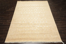 8x10 Ivory, Beige, Color Hand Knotted Tibetan Wool & Silk Transitional Oriental Rug