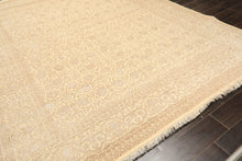 8x10 Ivory, Beige, Color Hand Knotted Tibetan Wool & Silk Transitional Oriental Rug