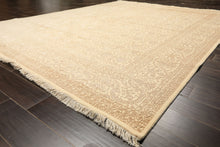 8x10 Ivory, Beige, Color Hand Knotted Tibetan Wool & Silk Transitional Oriental Rug