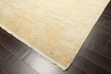 8x10 Gray, Blue, Gold Color Hand Knotted Oushak New Zealand Wool Transitional Oriental Rug