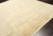 8x10 Gray, Blue, Gold Color Hand Knotted Oushak New Zealand Wool Transitional Oriental Rug