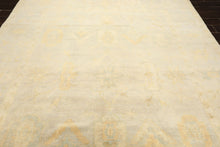 8x10 Gray, Blue, Gold Color Hand Knotted Oushak New Zealand Wool Transitional Oriental Rug