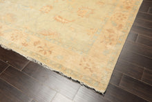 8x10 Beige, Gray, Blue Color Hand Knotted Oushak New Zealand Wool Transitional Oriental Rug