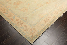 8x10 Beige, Gray, Blue Color Hand Knotted Oushak New Zealand Wool Transitional Oriental Rug