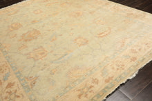 8x10 Beige, Gray, Blue Color Hand Knotted Oushak New Zealand Wool Transitional Oriental Rug