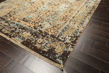 8x10 Beige, Moss, Chocolate Color Hand Knotted Oushak Wool & Bamboo Silk Transitional Oriental Rug