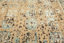 8x10 Beige, Moss, Chocolate Color Hand Knotted Oushak Wool & Bamboo Silk Transitional Oriental Rug