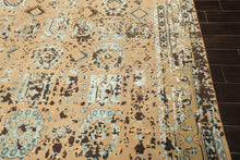 8x10 Beige, Moss, Chocolate Color Hand Knotted Oushak Wool & Bamboo Silk Transitional Oriental Rug