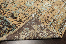 8x10 Beige, Moss, Chocolate Color Hand Knotted Oushak Wool & Bamboo Silk Transitional Oriental Rug