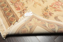 6x9 Ivory, Brown, Taupe Color Hand Knotted French Aubusson Savonnerie Wool & Silk Traditional Oriental Rug