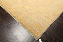 8x10 Taupe, Aqua, Gold Color Hand Knotted Oushak New Zealand Wool Transitional Oriental Rug