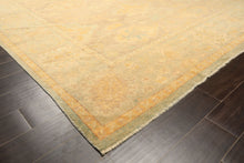 8x10 Taupe, Aqua, Gold Color Hand Knotted Oushak New Zealand Wool Transitional Oriental Rug