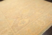 8x10 Taupe, Aqua, Gold Color Hand Knotted Oushak New Zealand Wool Transitional Oriental Rug