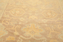 8x10 Taupe, Aqua, Gold Color Hand Knotted Oushak New Zealand Wool Transitional Oriental Rug