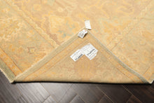 8x10 Taupe, Aqua, Gold Color Hand Knotted Oushak New Zealand Wool Transitional Oriental Rug