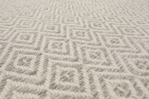 LoomBloom Multi Size Ivory Hand Woven Contemporary Geometric Flatweave New Zealand Wool  Oriental Area Rug