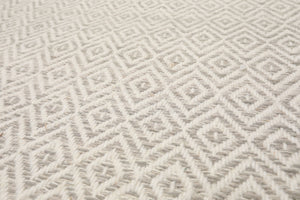 LoomBloom Multi Size Ivory Hand Woven Contemporary Geometric Flatweave New Zealand Wool  Oriental Area Rug