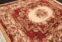 8x10 Ivory, Rose, Blush Color Hand Knotted French Aubusson Savonnerie Wool Traditional Oriental Rug