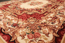 8x10 Ivory, Rose, Blush Color Hand Knotted French Aubusson Savonnerie Wool Traditional Oriental Rug