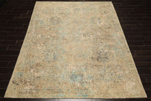8x10 Beige, Turquoise, Gray Color Hand Knotted Sherpa Wool & Silk Modern & Contemporary Oriental Rug