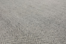 LoomBloom Multi Size Ash Gray Hand Woven Textured Modern Herringbone  New Zealand Wool Oriental Area Rug