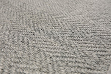 LoomBloom Multi Size Ash Gray Hand Woven Textured Modern Herringbone  New Zealand Wool Oriental Area Rug