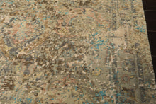 8x10 Beige, Turquoise, Gray Color Hand Knotted Sherpa Wool & Silk Modern & Contemporary Oriental Rug