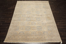 8x10 Beige, Taupe, Slate Color Hand Knotted Khotan Wool Transitional Oriental Rug