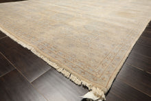 8x10 Beige, Taupe, Slate Color Hand Knotted Khotan Wool Transitional Oriental Rug