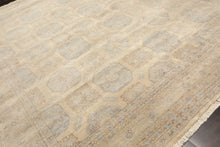 8x10 Beige, Taupe, Slate Color Hand Knotted Khotan Wool Transitional Oriental Rug